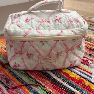 Large Bow & Rose pink Toiletry bag